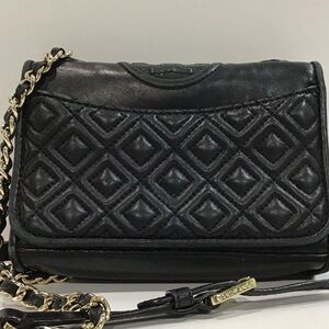 Women’s Tory Burch Black Quilted Leather Small Crossbody Shoulder Bag